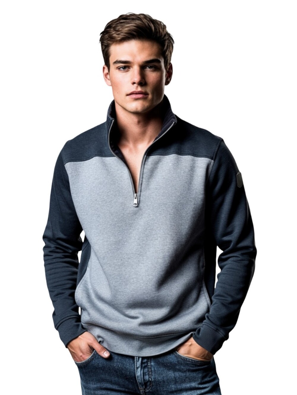 Hugo Boss Half-Zip Pullover Sweater - Gray Navy Size XL *Small Flaws